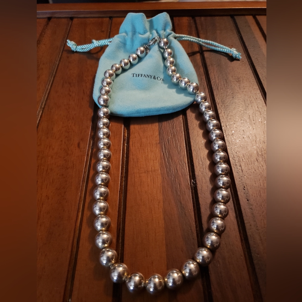 Authentic Pre-owned Tiffany and Co Sterling Silver Ball Bead Necklace